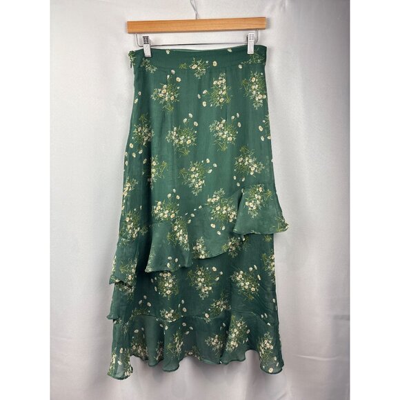 Women’s  Mi Ami Small Dark Green Maxi Skirt with Floral Design - Picture 3 of 7